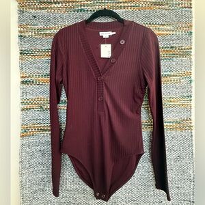 Good American Burgundy Ribbed Bodysuit